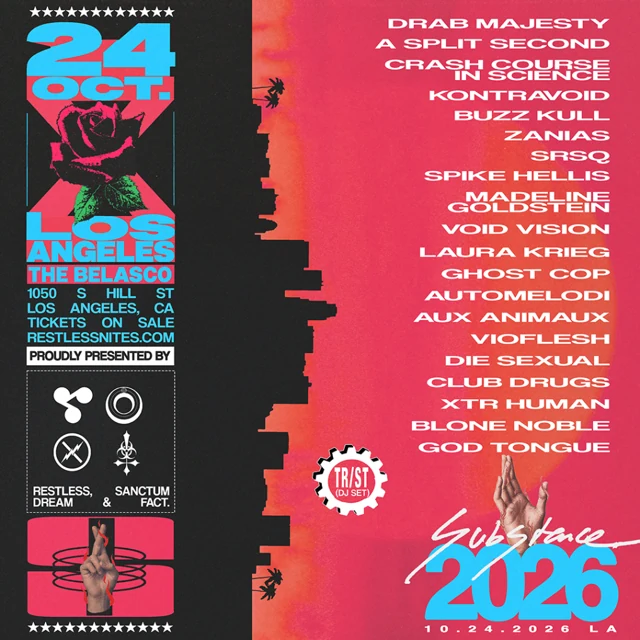 SUBSTANCE 2026 Los Angeles flyer. October 24, 2026 at The Belasco.
